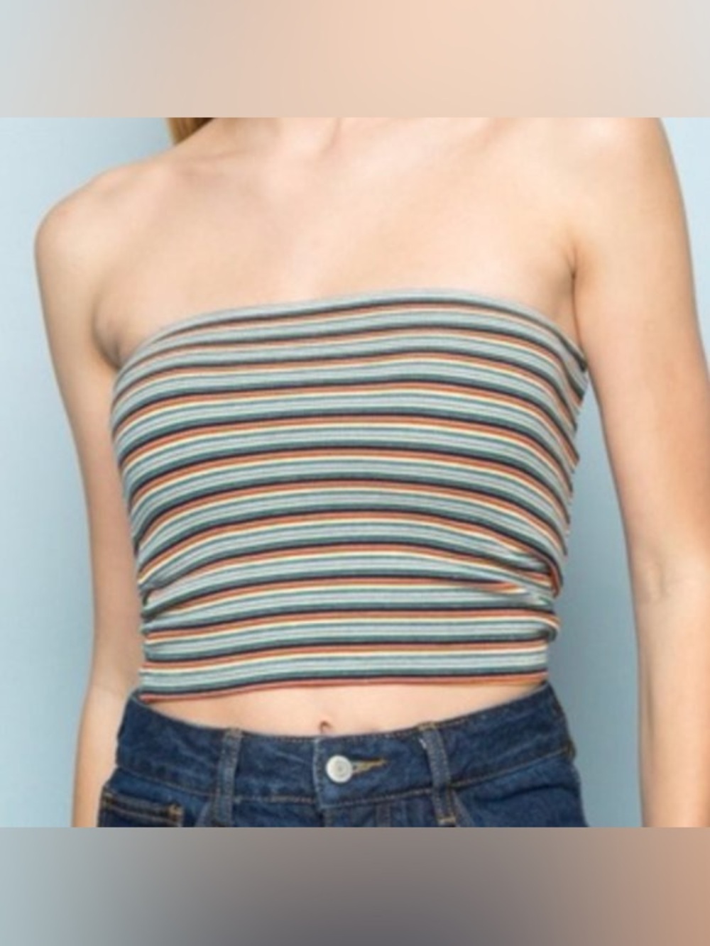 Brandy Melville Multicolor Striped Tube Top